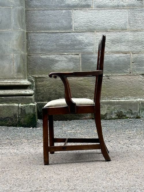 A SCOTTISH GEORGE III MAHOGANY AND STAINED BIRCH ELBOW CHAIR LATE 18TH CENTURY - ADDITIONAL PHOTO 4