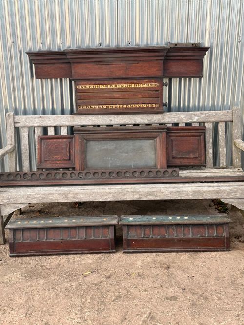 A LARGE OAK BILLIARD SNOOKER SCOREBOARD ATTRIBUTED TO THURSTON CO OF LONDON SECOND HALF 19TH CENTURY
