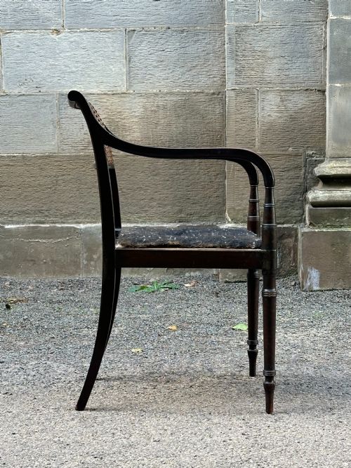 a regency grecian style japanned armchair attributed to gillows c1810 - CATEGORY: ANTIQUE CHAIRS - DATED REGENCY