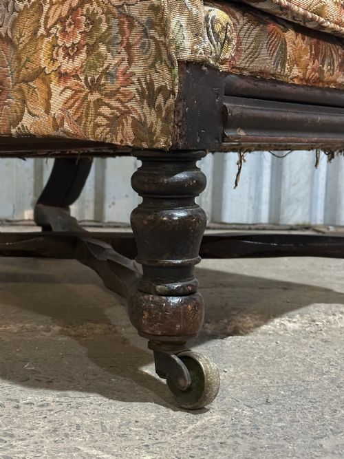 AN ENGLISH EBONISED RECLINING LIBRARY ARMCHAIR MID19TH CENTURY - ADDITIONAL PHOTO 7