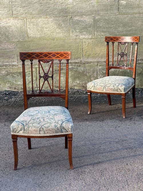 A FINE PAIR OF NEOCLASSICAL LOW CHAIRS IN THE MANNER OF COLLINSON LOCK - ADDITIONAL PHOTO 2