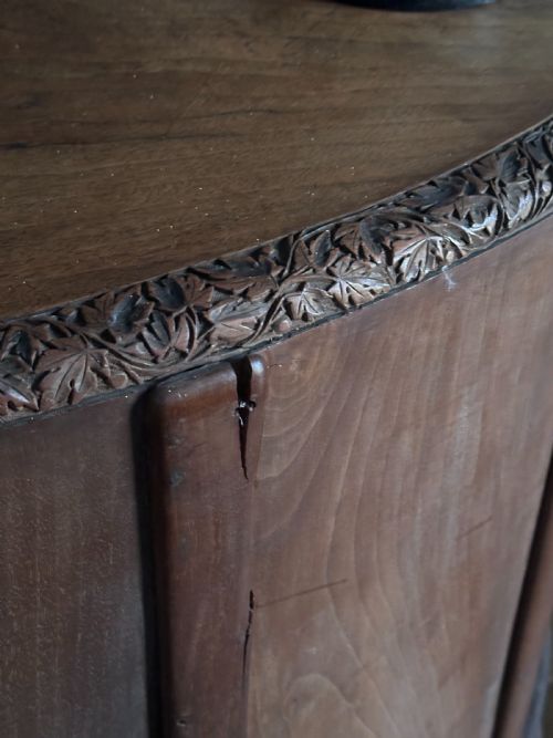 AN ANGLO INDIAN SOLID WALNUT KIDNEYSHAPED DESK POSSIBLY KASHMIR 1920'S - ADDITIONAL PHOTO 13