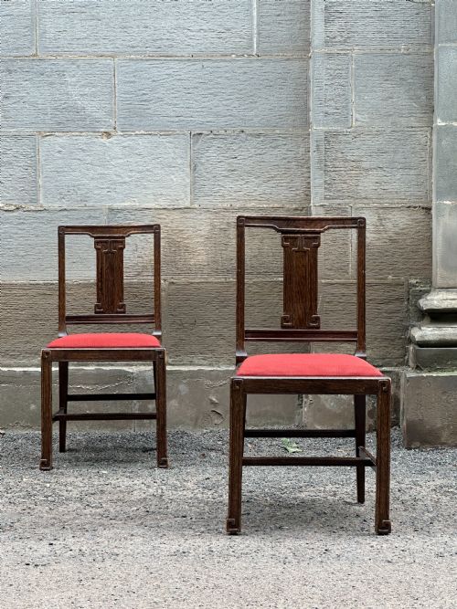 a good quality pair of stained ash 'chinese' side chairs - CATEGORY: ANTIQUE CHAIRS - DATED 1920
