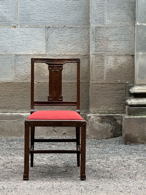 A GOOD QUALITY PAIR OF STAINED ASH 'CHINESE' SIDE CHAIRS - ADDITIONAL PHOTO 3