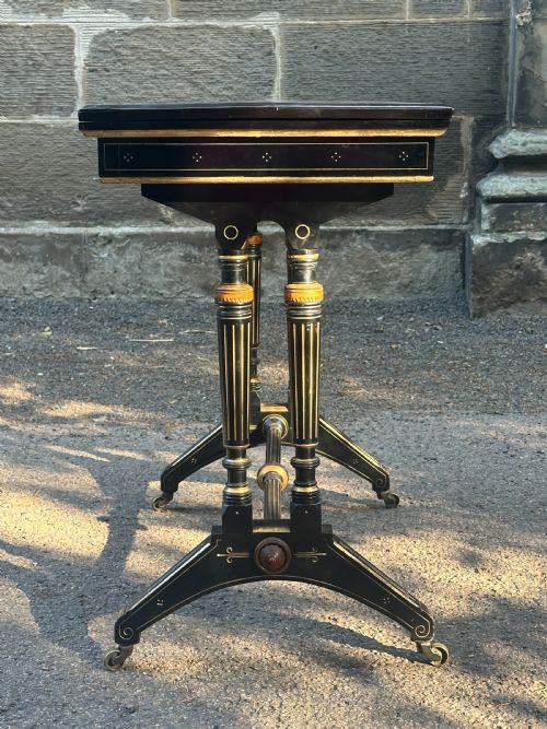 LAMB OF MANCHESTER AN EBONISED AMBOYNA AND PARCEL GILT CARD TABLE C1875 - ADDITIONAL PHOTO 5