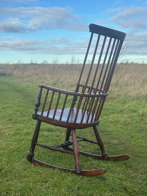 A 'DARVEL' HIGHBACK ROCKING CHAIR MADE BY HUGH SHIELDS OR HUGH SHIELDS JNR NEWMILNS AYRSHIRE FOURTH QUARTER 19TH CENTURY - ADDITIONAL PHOTO 6