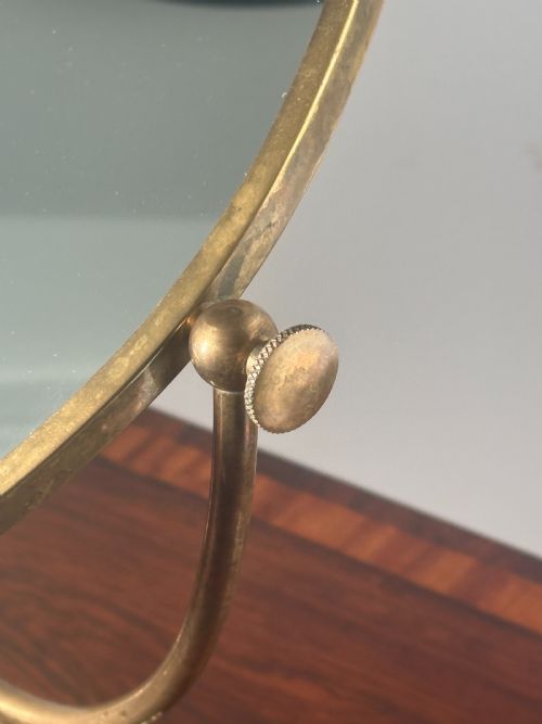 AN ENGLISH BRASS FRAMED SHAVING MIRROR PERHAPS FOR CAMPAIGN USE LATE 19THEARLY 20TH CENTURY - ADDITIONAL PHOTO 2