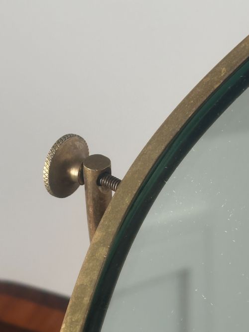 AN ENGLISH BRASS FRAMED SHAVING MIRROR PERHAPS FOR CAMPAIGN USE LATE 19THEARLY 20TH CENTURY - ADDITIONAL PHOTO 3