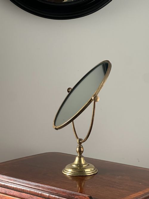 an english brass framed shaving mirror perhaps for campaign use late 19thearly 20th century - CATEGORY: ANTIQUE MIRRORS - DATED 1900