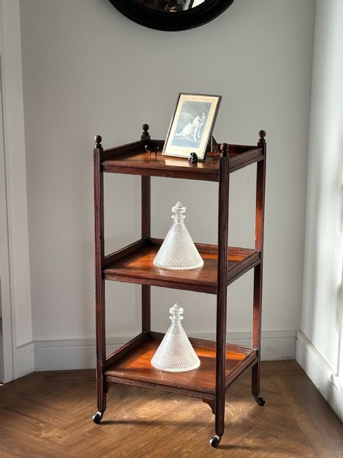 A WALNUT AESTHETIC MOVEMENT THREE TIER WHATNOT IN THE MANNER OF EW GODWIN - ADDITIONAL PHOTO 9
