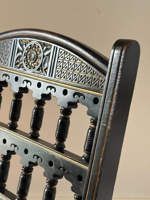 BRUCE TALBERT 18381881 A GOTHIC REVIVAL EBONISED MAHOGANY FOLDING CHAIR PROBABLY MADE BY GILLOWS - ADDITIONAL PHOTO 6
