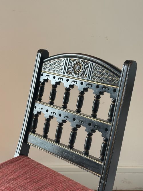BRUCE TALBERT 18381881 A GOTHIC REVIVAL EBONISED MAHOGANY FOLDING CHAIR PROBABLY MADE BY GILLOWS - ADDITIONAL PHOTO 8