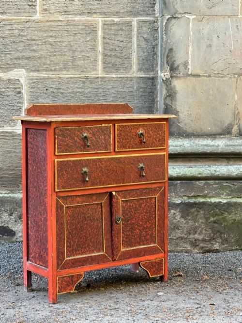 A NEAT AND HIGHLY DECORATIVE PAINTED SIDE CABINET POSSIBLY SWEDISH - ADDITIONAL PHOTO 2