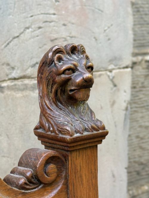 BRUCE TALBERT 18381881 A CARVED OAK HALL CHAIR IN THE MANNER OF GILLOWS 1870'S - ADDITIONAL PHOTO 2