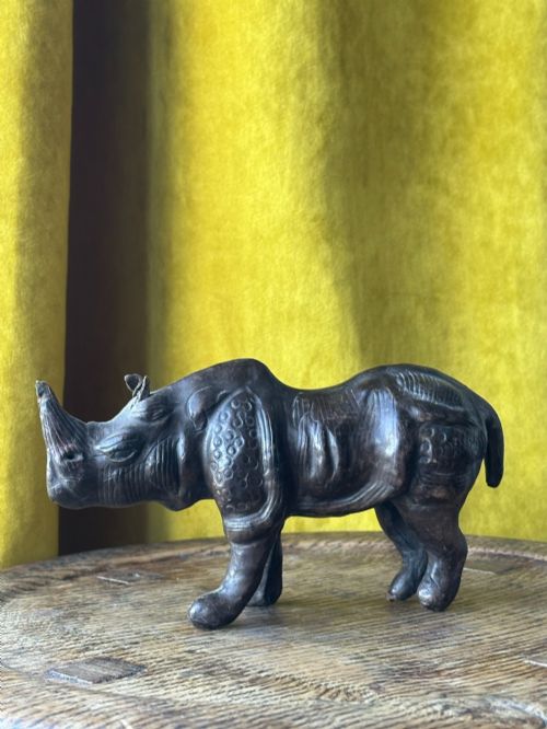 A LIBERTY CO LEATHER RHINOCEROS DESK ORNAMENT