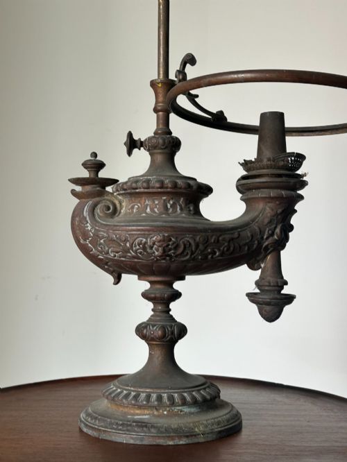 A LATE 19TH CENTURY BRASS 'HARVARD STUDENT'S OIL LAMP' BY WILD AND WESSEL BERLIN - ADDITIONAL PHOTO 4