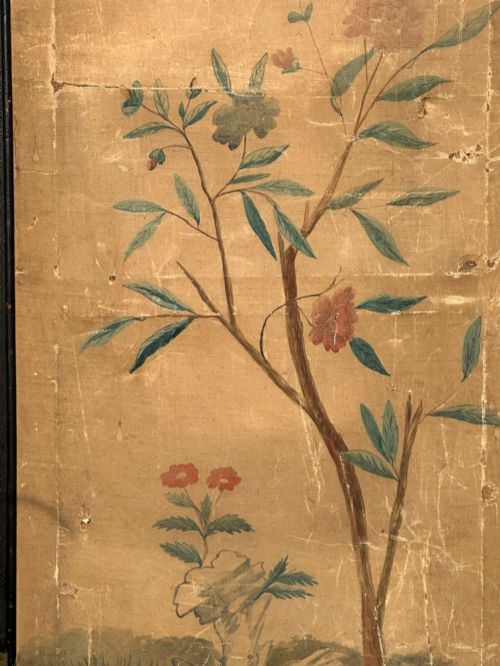 A LATE 19TH CENTURY HANDPAINTED JAPANESE DOUBLE SIDED SCREEN INCORPORATING FOUR SEPARATE CANVAS PANELS - ADDITIONAL PHOTO 6