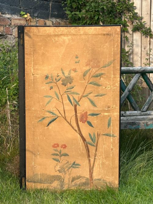 A LATE 19TH CENTURY HANDPAINTED JAPANESE DOUBLE SIDED SCREEN INCORPORATING FOUR SEPARATE CANVAS PANELS - ADDITIONAL PHOTO 7