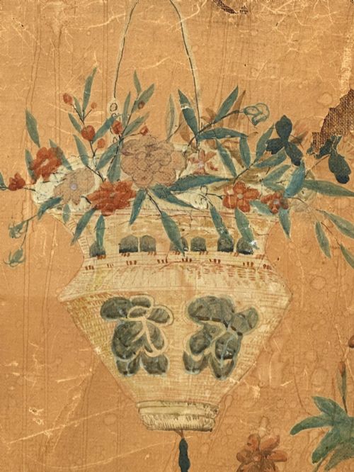 A LATE 19TH CENTURY HANDPAINTED JAPANESE DOUBLE SIDED SCREEN INCORPORATING FOUR SEPARATE CANVAS PANELS - ADDITIONAL PHOTO 9