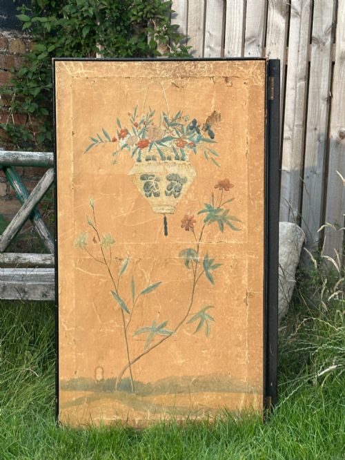 A LATE 19TH CENTURY HANDPAINTED JAPANESE DOUBLE SIDED SCREEN INCORPORATING FOUR SEPARATE CANVAS PANELS - ADDITIONAL PHOTO 10