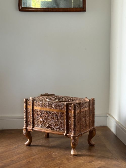 A Large and Impressive Anglo Indian Sarcophagus-shaped Jewellery Casket, Probably Made in Kashmir C.1920