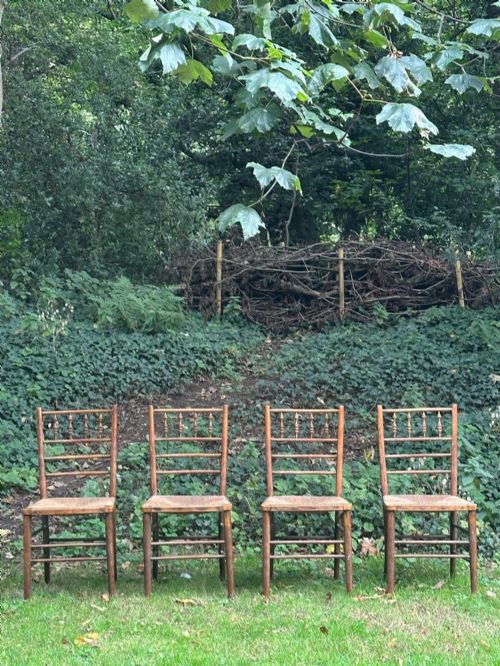A Quartet of 19th Century Beech and Rush-seated 'Sussex' Chairs