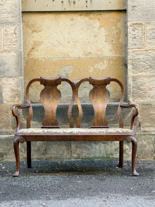 A George II Style Walnut and Burr-walnut Chair-back Settee, Late 19th Century
