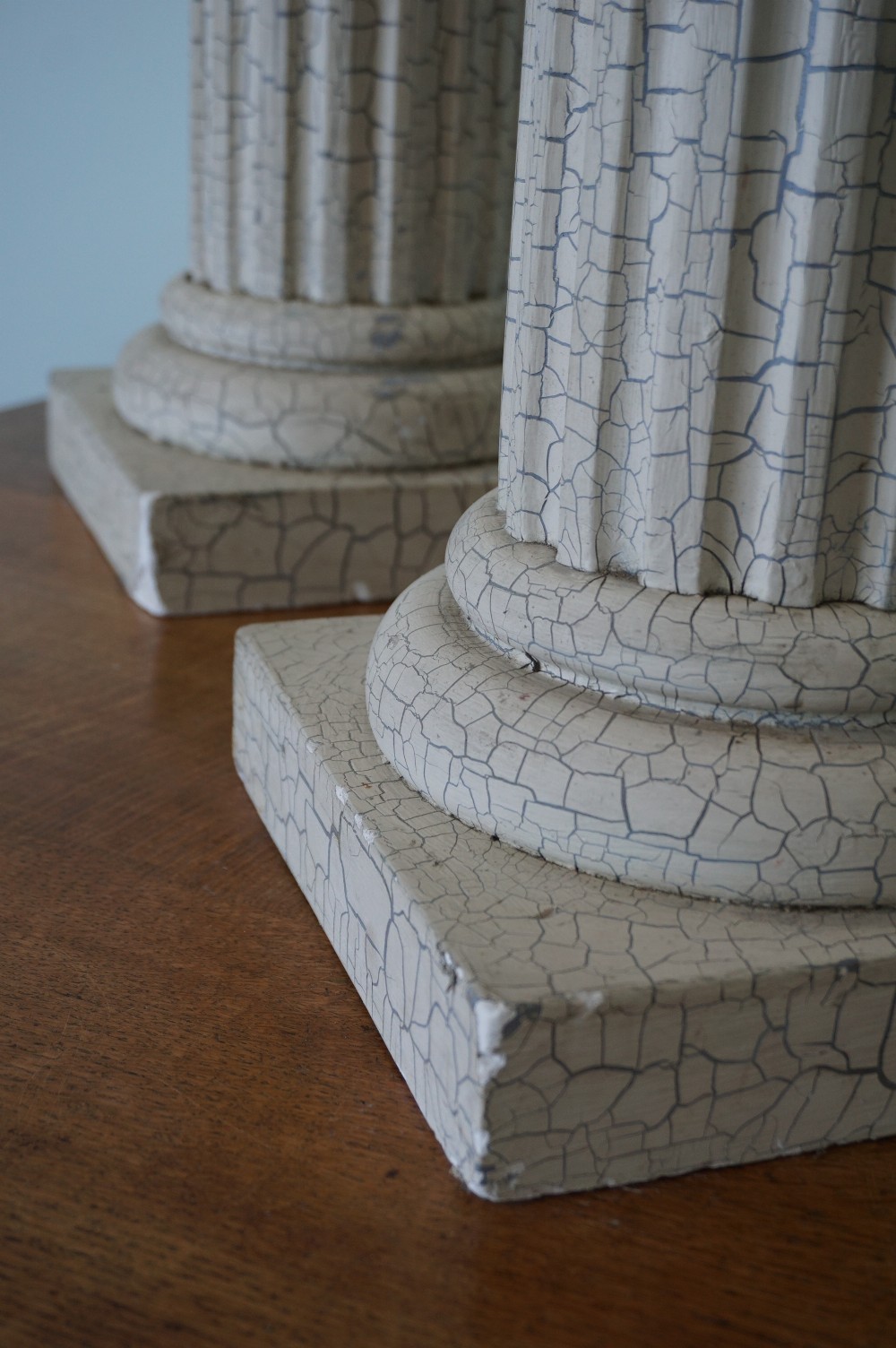 A pair of ornamental textured plaster classical columns c.1900 in the Grand Tour tradition View II
