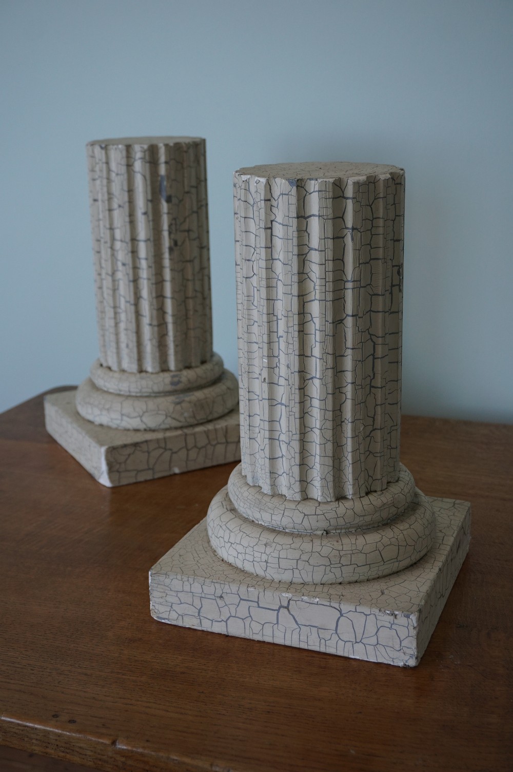 A pair of ornamental textured plaster classical columns c.1900 in the Grand Tour tradition View V