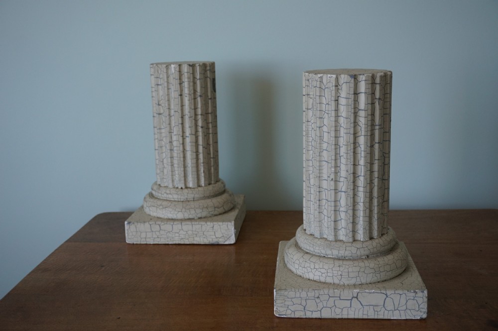 A pair of ornamental textured plaster classical columns c.1900 in the Grand Tour tradition View VI