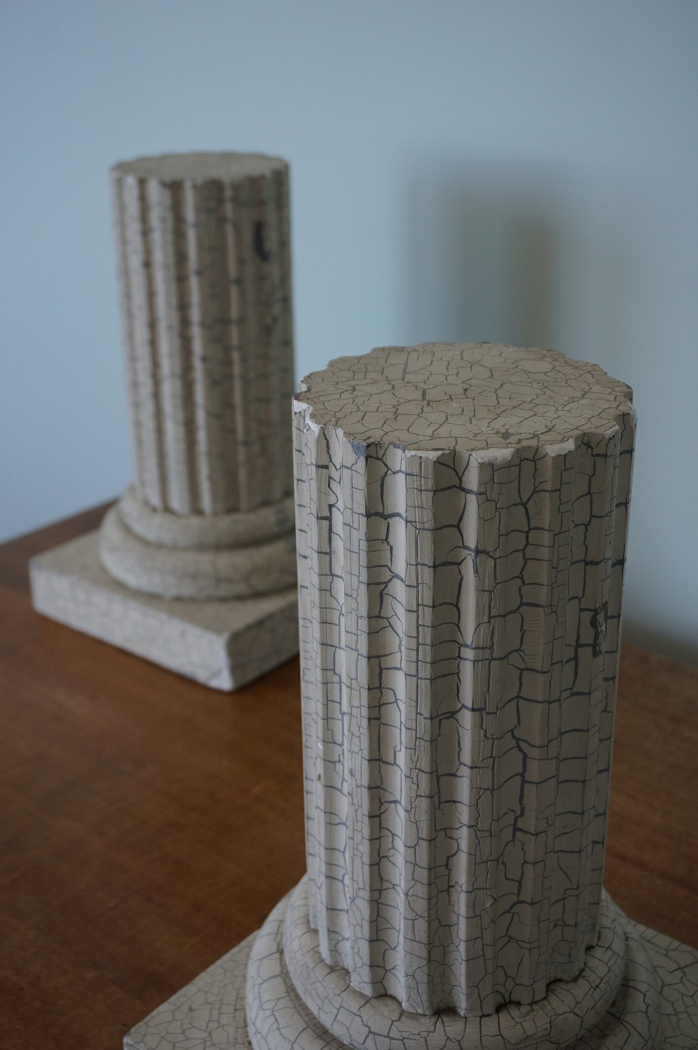 A pair of ornamental textured plaster classical columns c.1900 in the Grand Tour tradition View VII