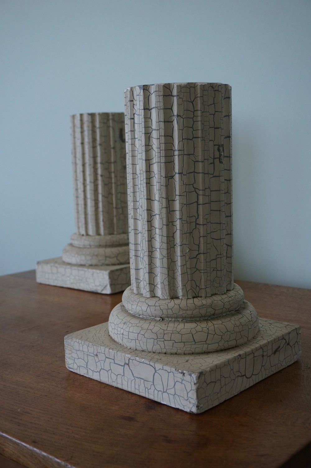 A pair of ornamental textured plaster classical columns c.1900 in the Grand Tour tradition View VIII