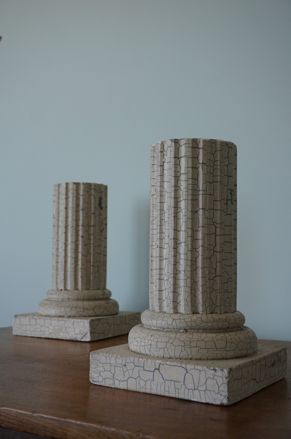 A pair of ornamental textured plaster classical columns c.1900 in the Grand Tour tradition View IX