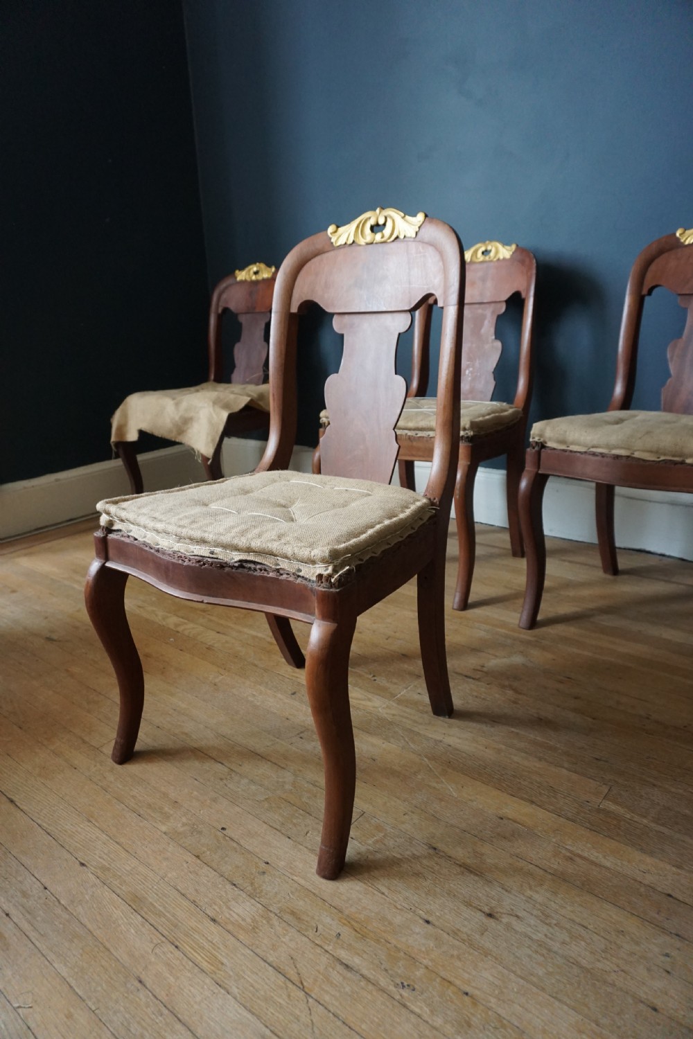 A set of four Scandinavian or possibly Russian salon chairs