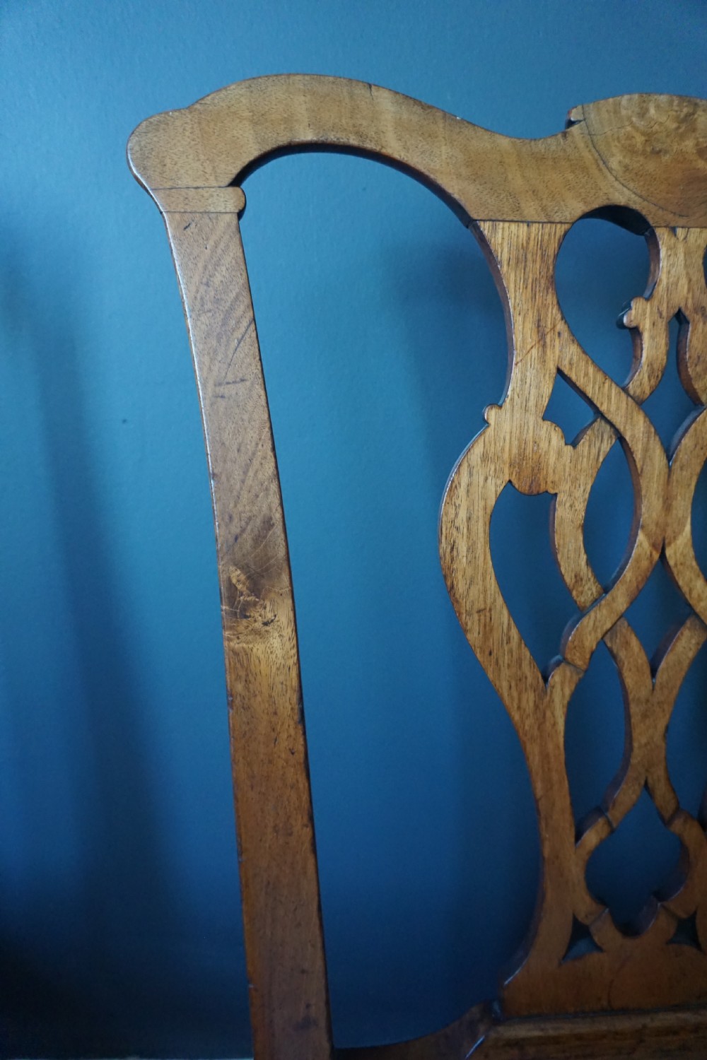 A pair of Scottish George III walnut side chairs c.1770 View III