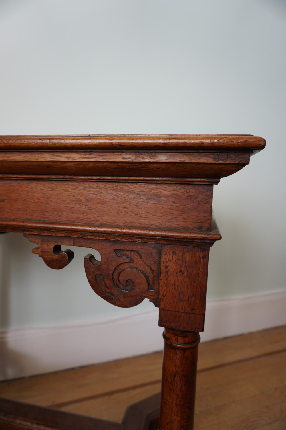A stylish walnut library Arts and Crafts centre table c.1880 of small proportions View VI