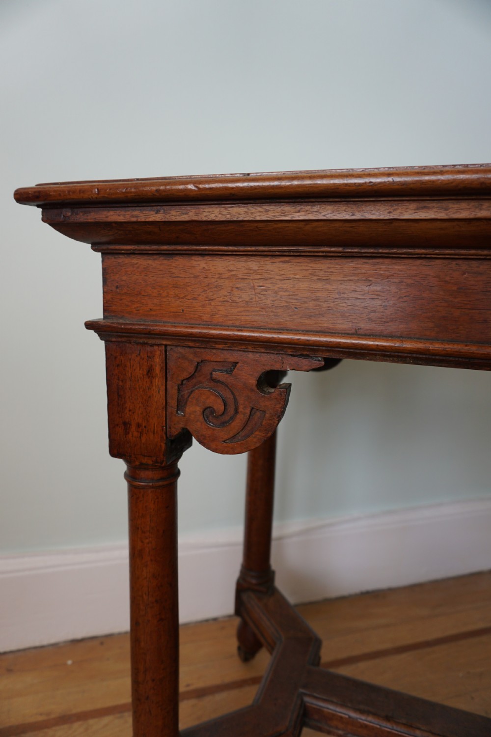 A stylish walnut library Arts and Crafts centre table c.1880 of small proportions View VII