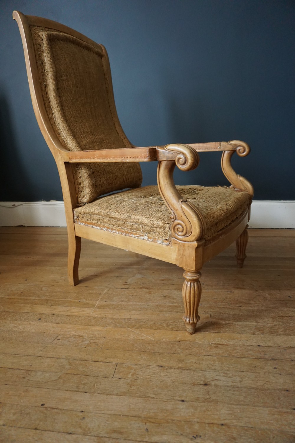 An unusual pair of George IV birch library armchairs in the manner of James Mein of Kelso View II