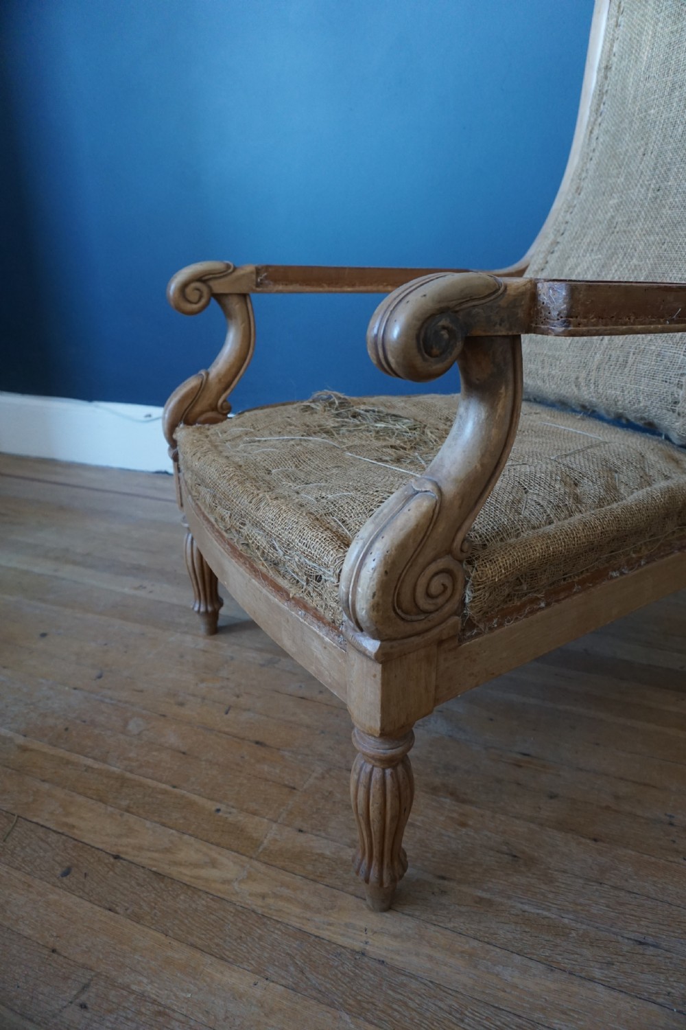 An unusual pair of George IV birch library armchairs in the manner of James Mein of Kelso View V