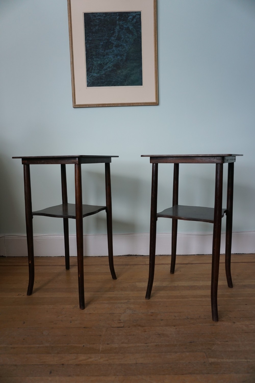 A pair of bentwood lamp tables by Fischel View III