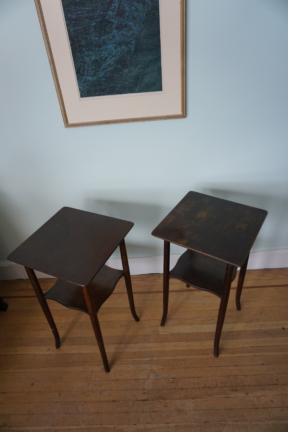 A pair of bentwood lamp tables by Fischel View IV