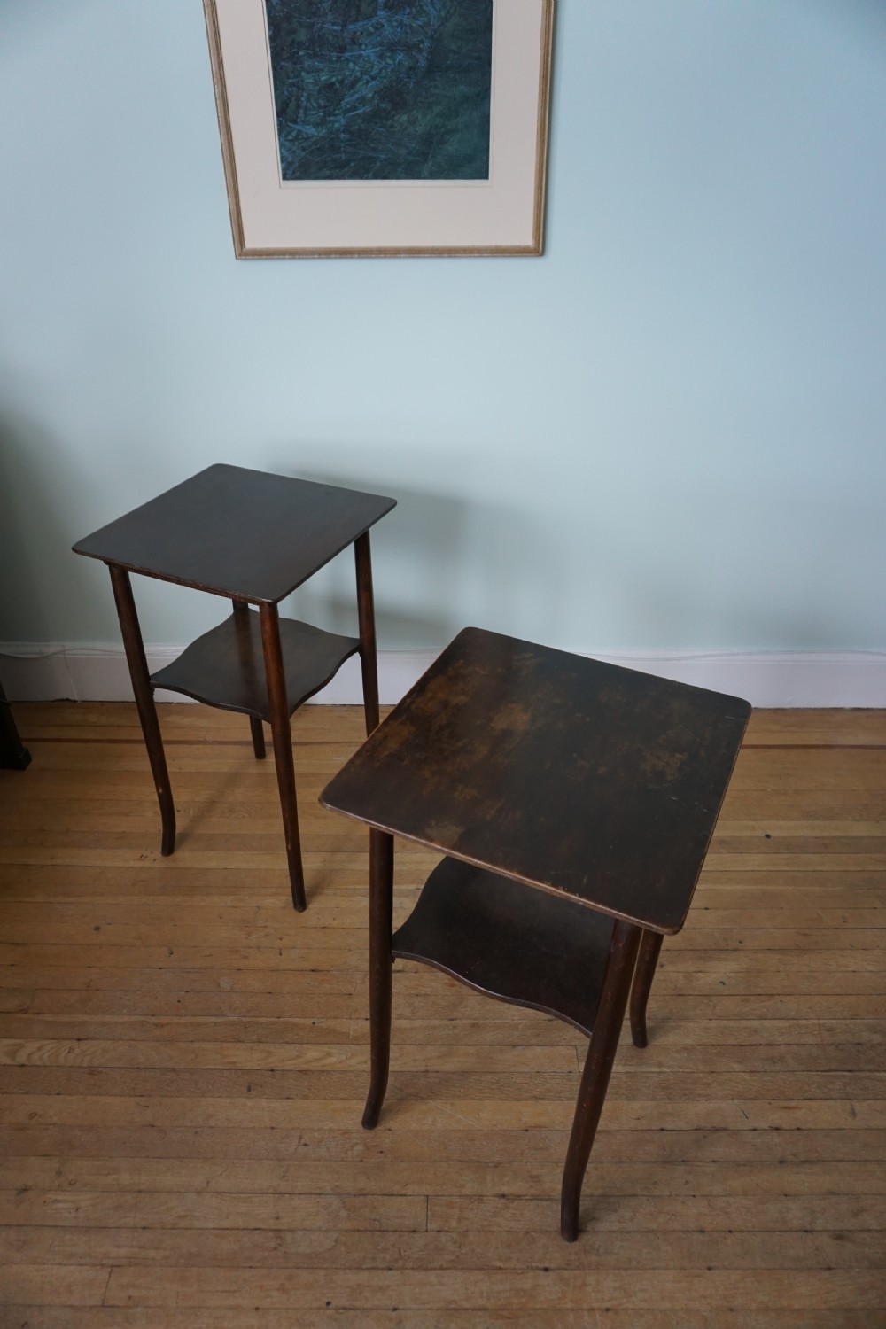 A pair of bentwood lamp tables by Fischel View V