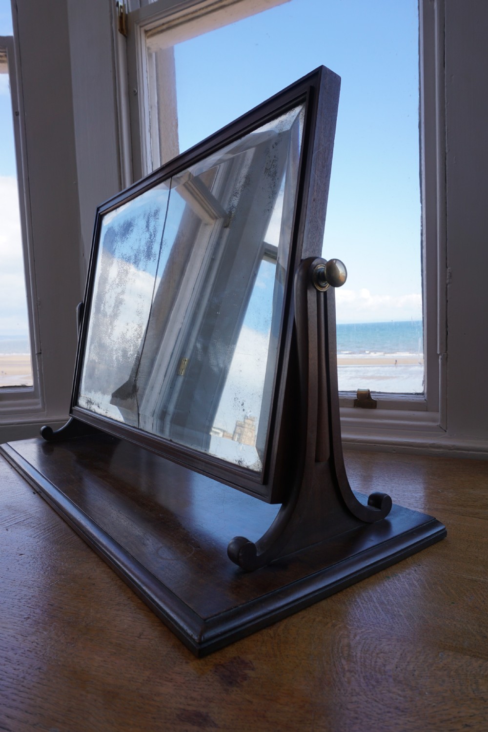A large early 19th century mahogany dressing mirror attributed to Gillows View VIII