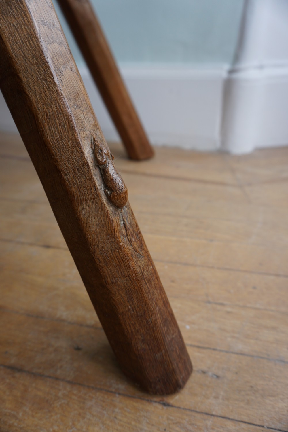 Robert 'Mouseman' Thompson (1876-1955): A rare oak Cow stool, made in the 1930s View VI