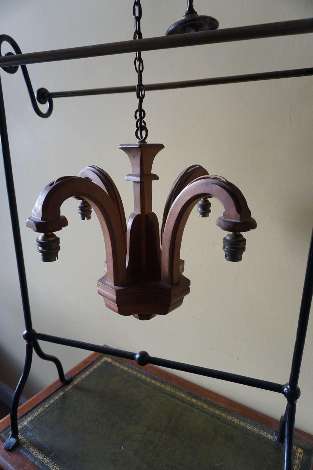 Attributed to Sir Robert Lorimer (1864-1929) An Arts and Crafts carved walnut ceiling pendant View IV