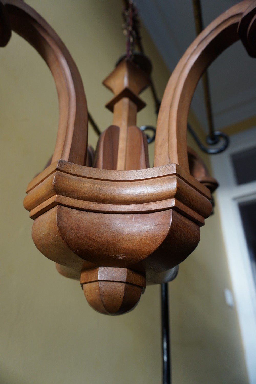 Attributed to Sir Robert Lorimer (1864-1929) An Arts and Crafts carved walnut ceiling pendant View VI