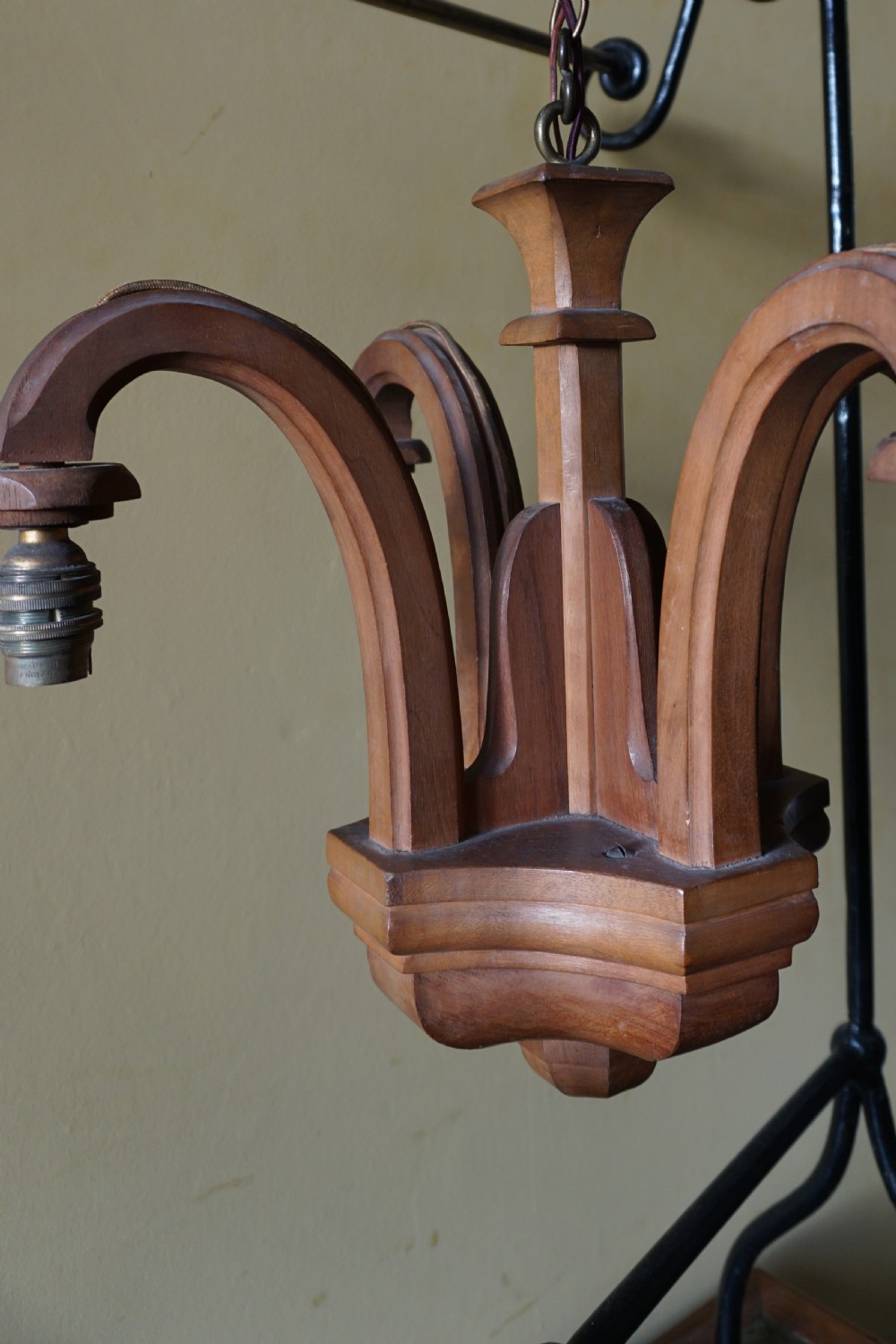 Attributed to Sir Robert Lorimer (1864-1929) An Arts and Crafts carved walnut ceiling pendant View VII