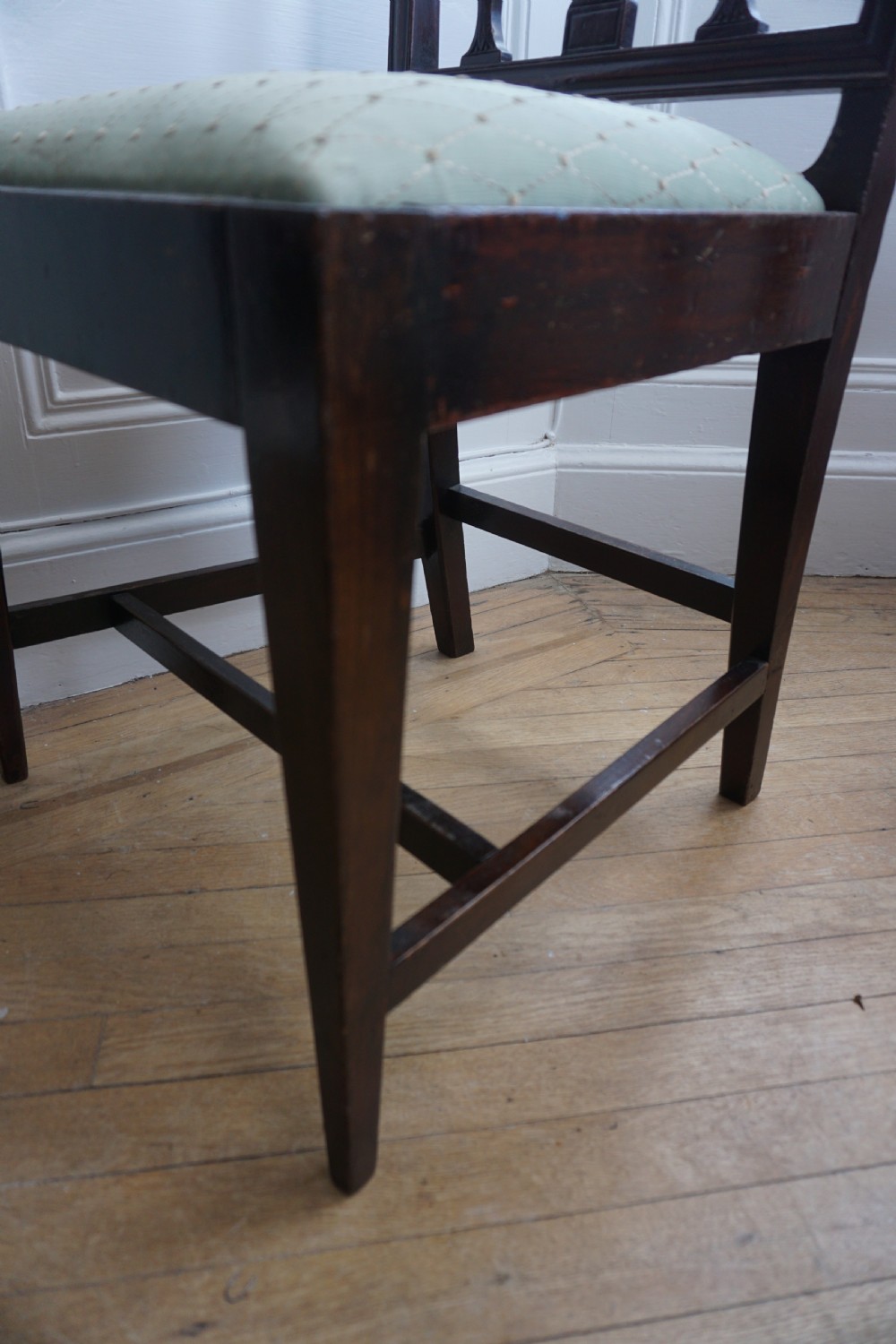 A fine George III carved mahogany side chair in the Sheraton style c.1790 View IV