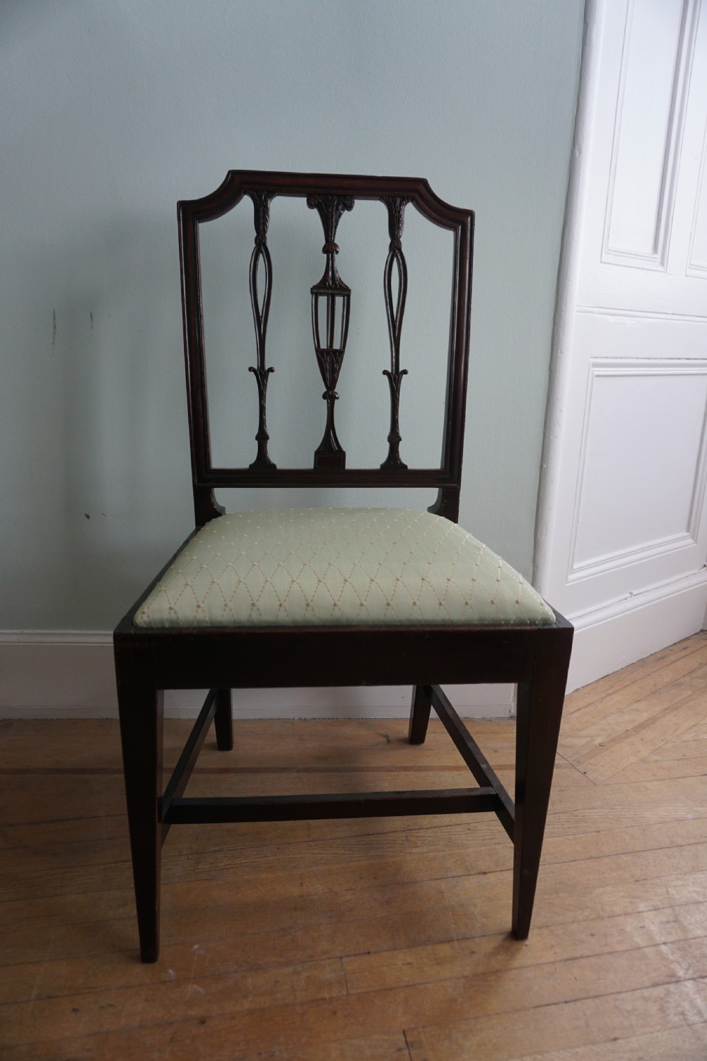 A fine George III carved mahogany side chair in the Sheraton style c.1790 View III