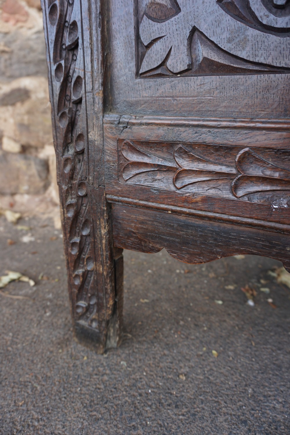 An English Civil War Period oak joined coffer c.1630-1650, Somerset, West Country View II